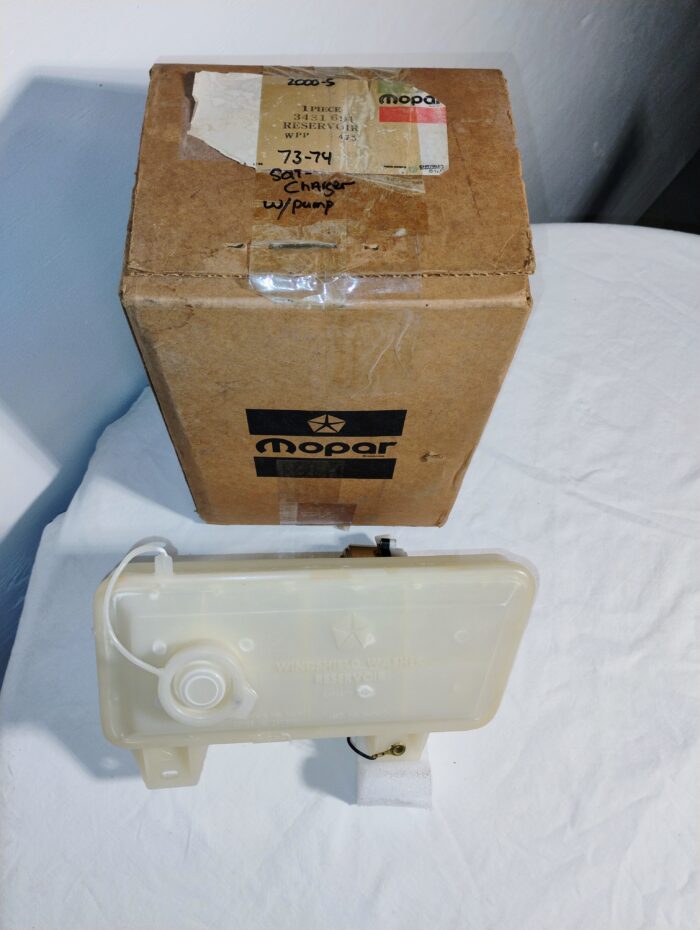 1973 1974 Plymouth Road Runner, Windshield Washer Bottle / Reservoir W/ Pump 3431691