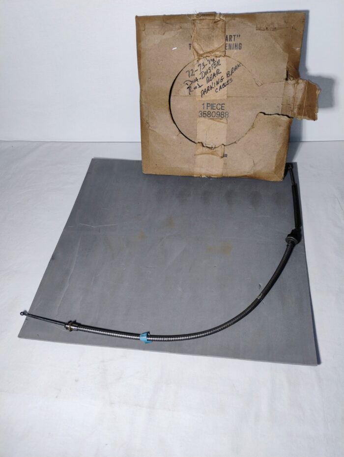 1972 1973 1974 Dodge Dart, Dart Sport, Demon, Swinger, Plymouth Duster, Scamp, Valiant, Rear Emergency / Parking Brake Cable 3580988